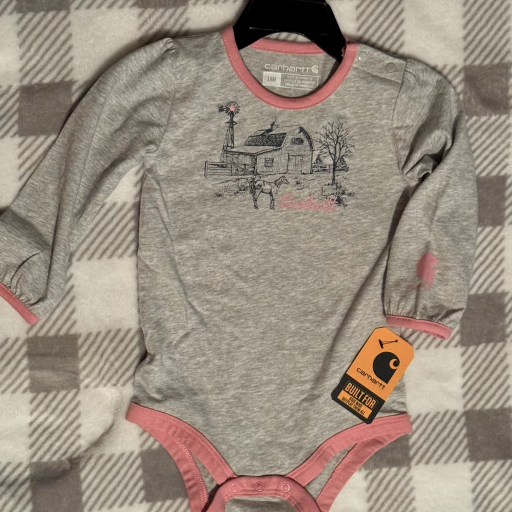NWT - Carhartt Horse & Barn Long-sleeve Infant/Toddler Onesie 18 mths